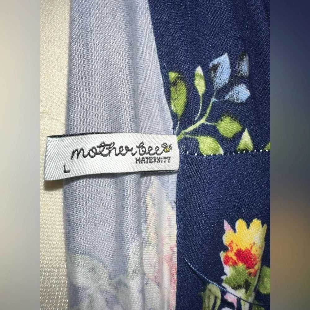 Mother Bee Maternity Floral Long Maxi Dress with turtle neck Size Large